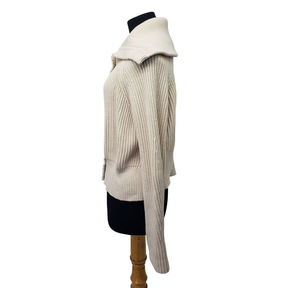 G. Label by Goop GWYN Cream Bella Button Bomber Cardigan Sweater Minimalist - Picture 4 of 16